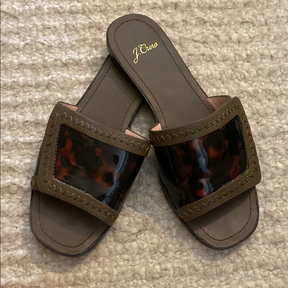 J. Crew Brown Tortoise Slide Sandals size 7